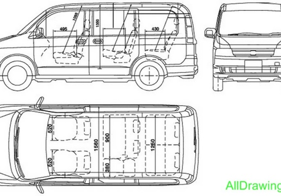 Honda Stepwagon (2005) (Honda StepUniversal (2005)) - drawings (drawings) of the car